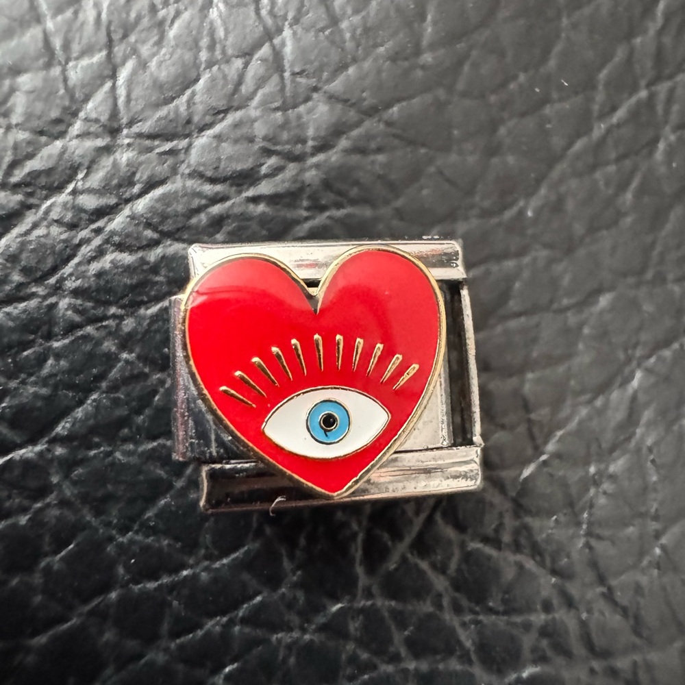 Red Heart with Evil Eye Italian Charm Link
